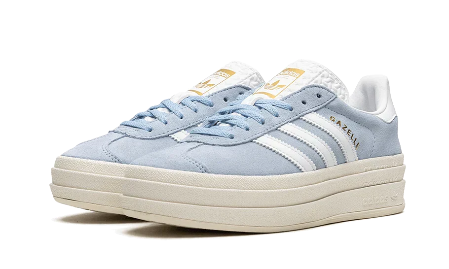 adidas Originals Gazelle Bold Shoes Clear Sky Cloud White Gold Metallic